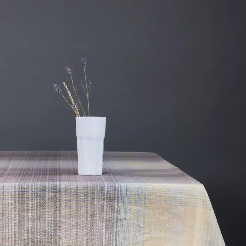 BOSSI CASA Elegante Tovaglia 1348 Cotone Tinto Filo GIALLO MARRONE