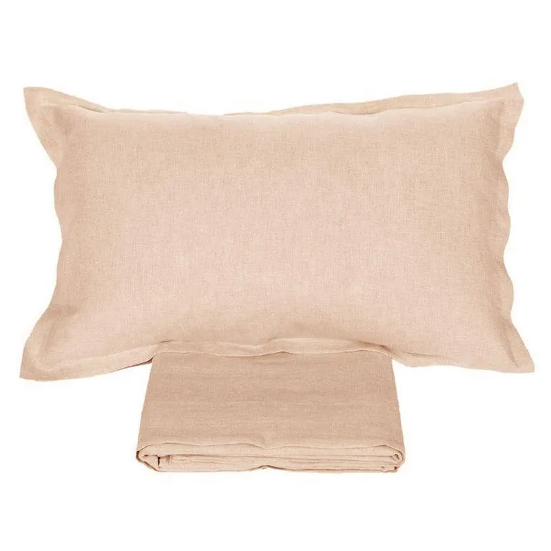 Set lenzuola e federe puro lino FAZZINI matrimoniale Soffio Cipria