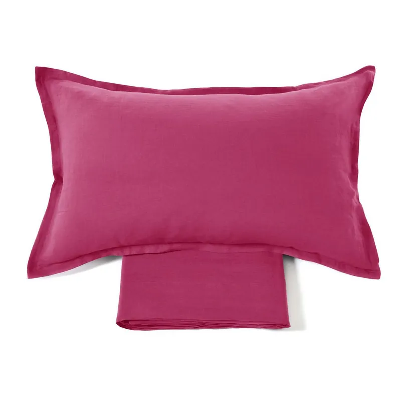 Set lenzuola e federe puro lino FAZZINI matrimoniale Soffio Rubino
