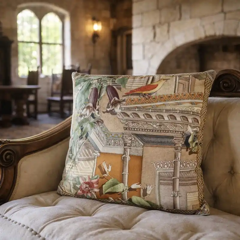 Cuscino arredo da divano velluto EVOE decorativo 48x48 beige