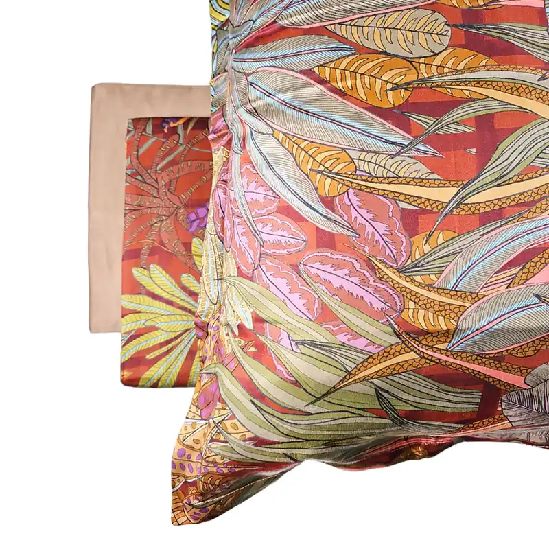Lenzuola Raso 300 TC matrimoniale Selvaggia bordeaux multicolore