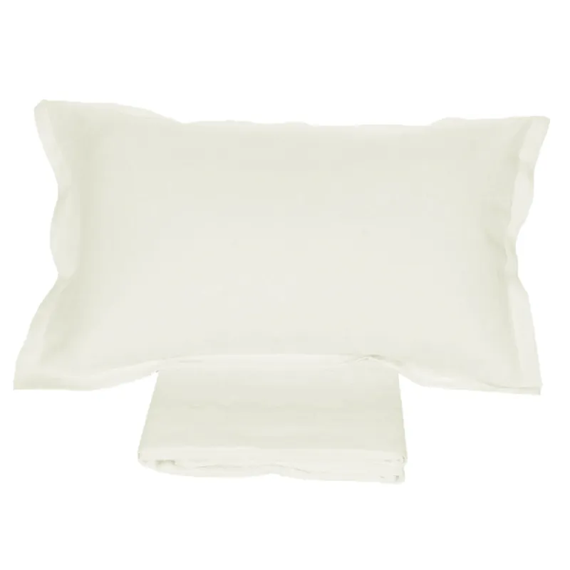 Lenzuola lino 100% e federe matrimoniale Soffio Panna
