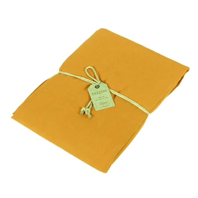 Lenzuolo con elastico da sotto Lino 100% FAZZINI Soffio Ocra