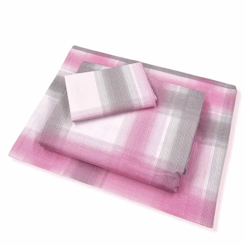 Set Copripiumino Double Face GABEL Incontro RIGHE QUADRI ROSA