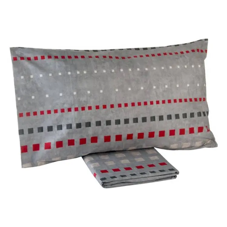 Lenzuola-copriletto completo in percalle Carrara MUSEUM quadri rosso