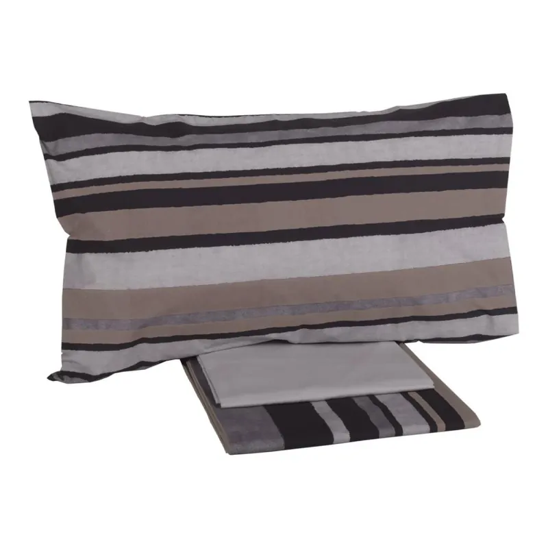 Lenzuola completo in percalle Carrara MUST righe grigio