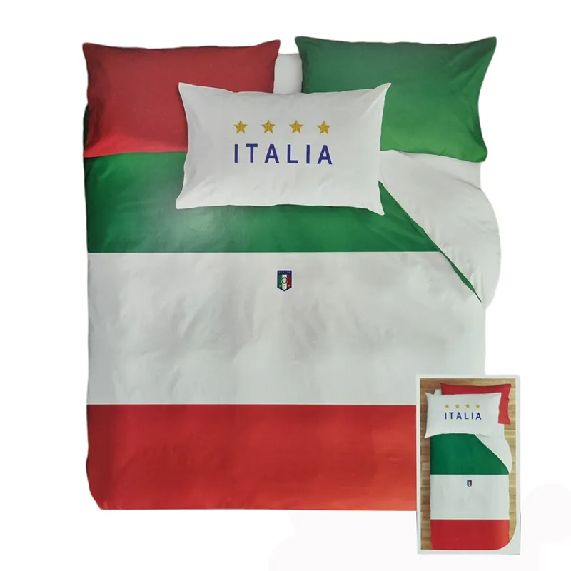 Completo Copripiumino Matrimoniale ZUCCHI FIGC Tricolore Italia