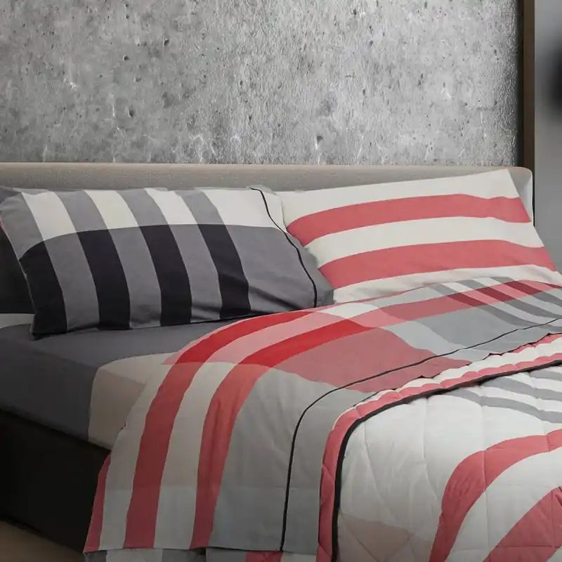 Completo lenzuola scozzesi LIVERPOOL ROSSO tartan in cotone