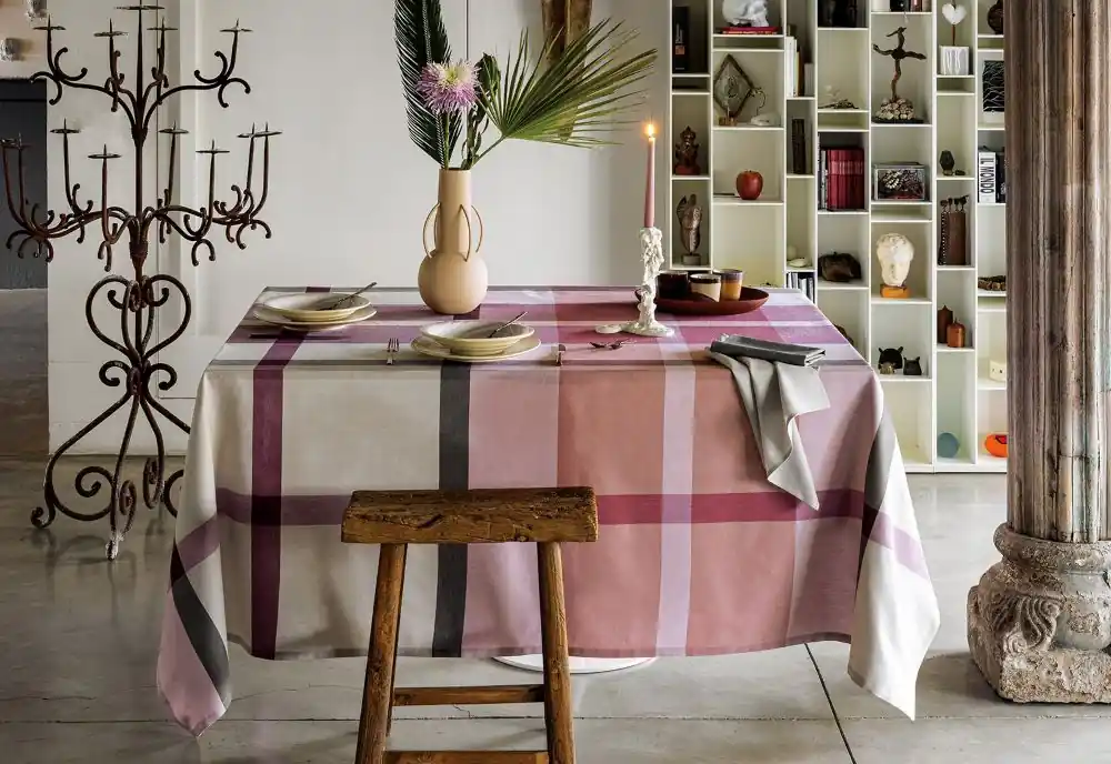 Tovaglia Cotone Tinto Filo BOSSI CASA Viola 1383