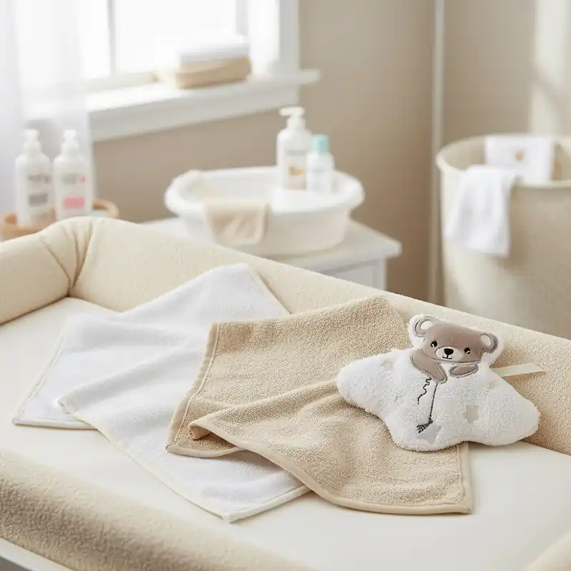 Set 3 lavette Neonato Orsetto beige 23x23 cm + spugna