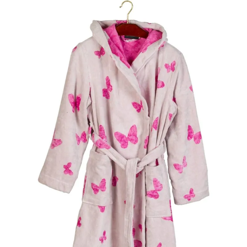 Accappatoio con cappuccio CARRARA Funny FARFALLE fuxia
