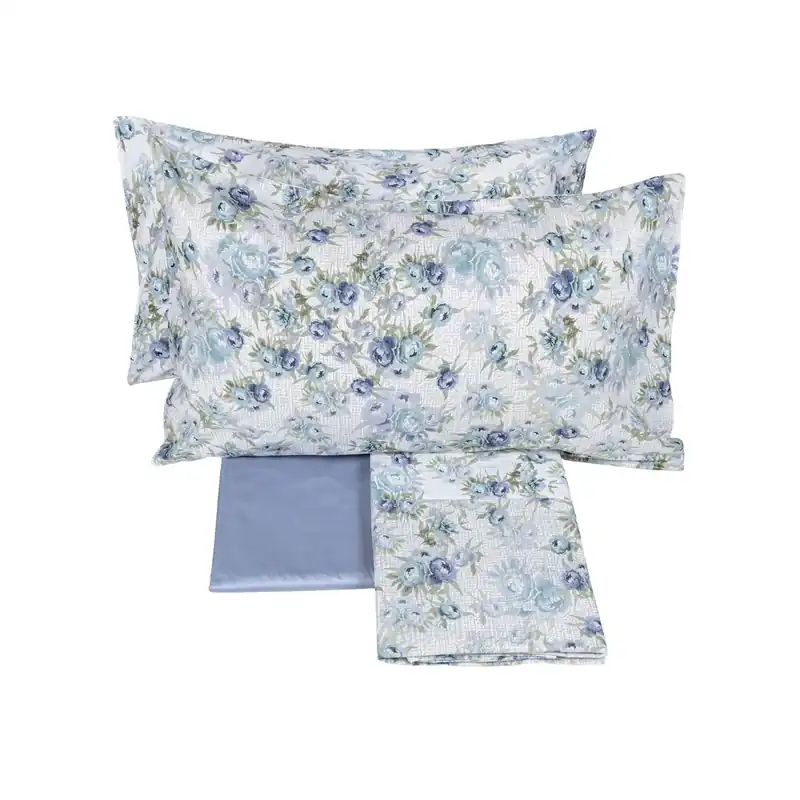 Lenzuola-copriletto FAZZINI matrimoniale BOTANICAL PAPER blu