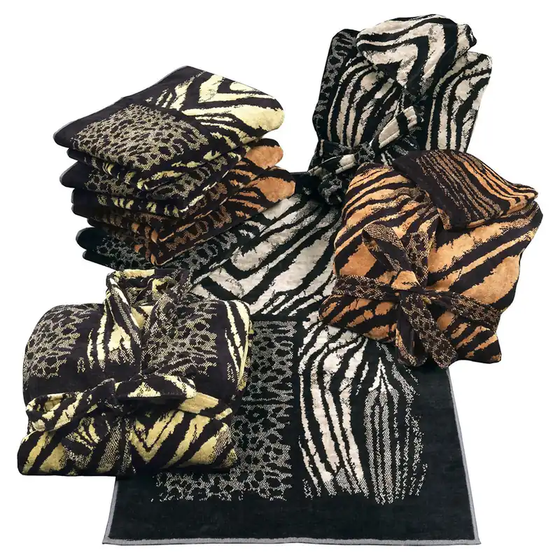 Roberto Cavalli accappatoio con cappuccio AFRICAN ZEBRA Senape
