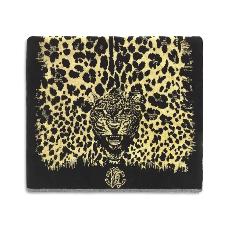 Roberto Cavalli TELO MARE BAGNO DOCCIA Wild Jaguar Senape in spugna