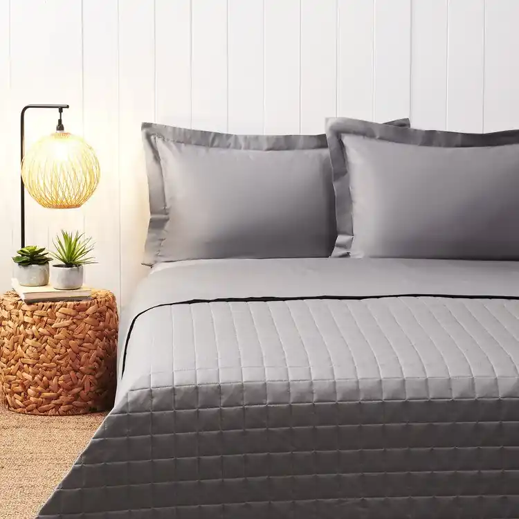 Completo Letto Matrimoniale Raso ZUCCHI Tinta Unita GRIGIO