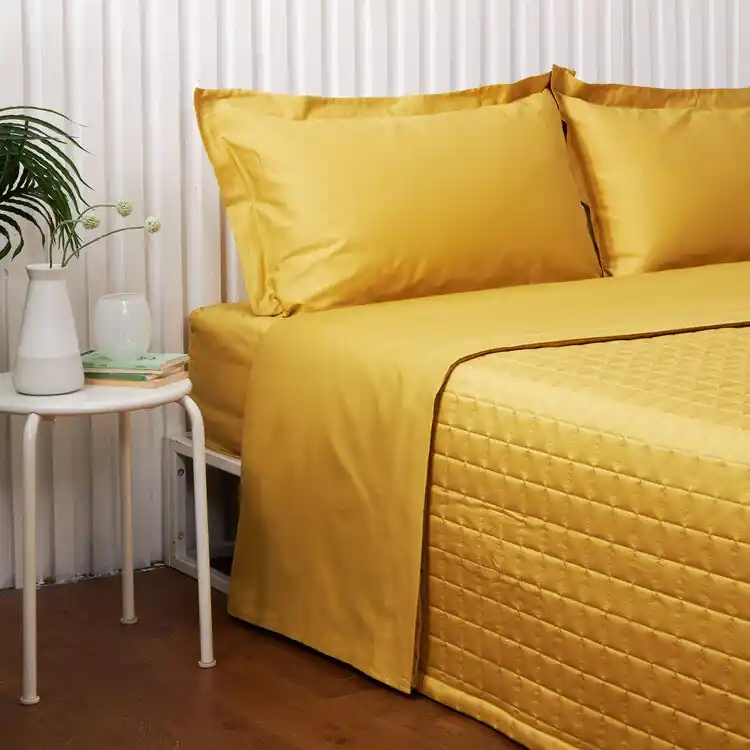 Completo Letto Matrimoniale Raso ZUCCHI Tinta Unita GIALLO OCRA