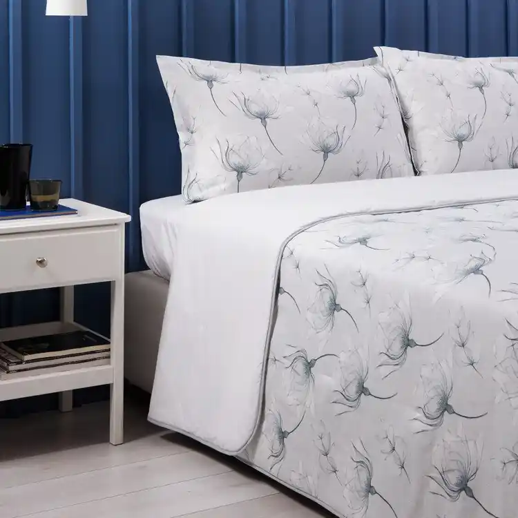 Copriletto trapuntato matrimoniale elegante ZUCCHI floreale grigio