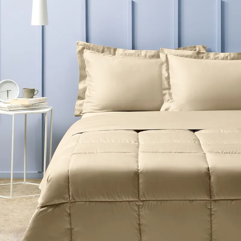 Completo Letto Matrimoniale Raso ZUCCHI Tinta Unita BEIGE
