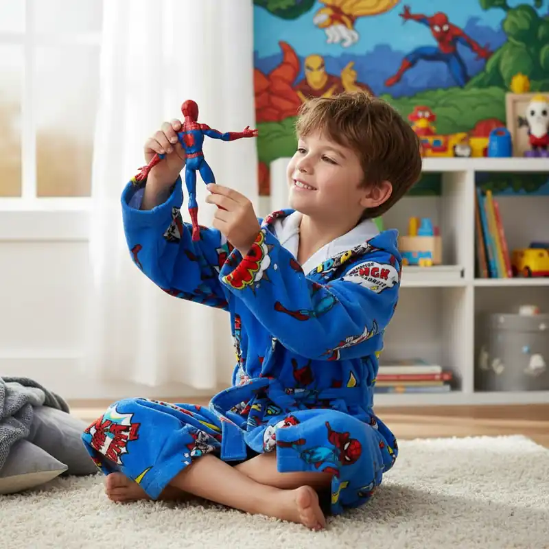 Accappatoio Spiderman Power Spider Man Bambino blu con cappuccio