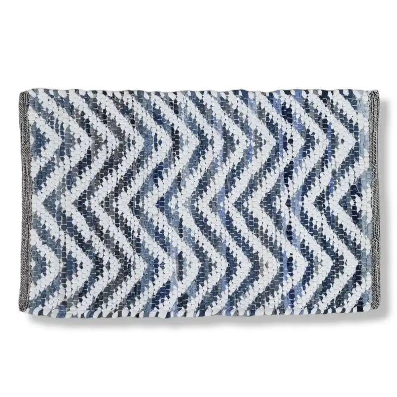 Tappeto arredo multiuso 50x80 antiscivolo zig-zag bluette