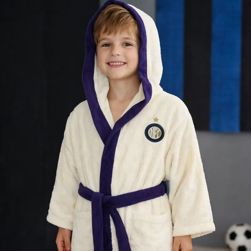Accappatoio con cappuccio junior in spugna 6 anni INTER