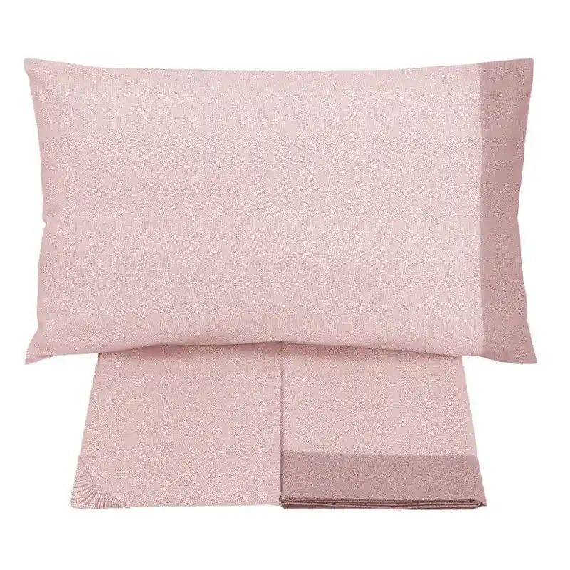 Completo lenzuola matrimoniale puro cotone Gabel Chromo rosa