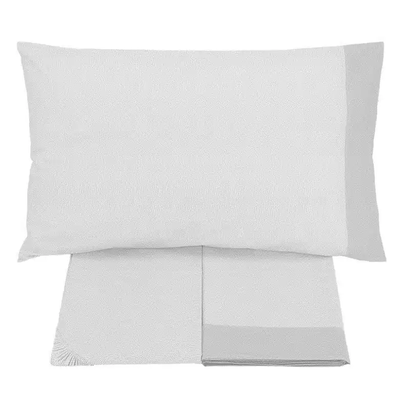 Completo lenzuola matrimoniale puro cotone Gabel Chromo argento