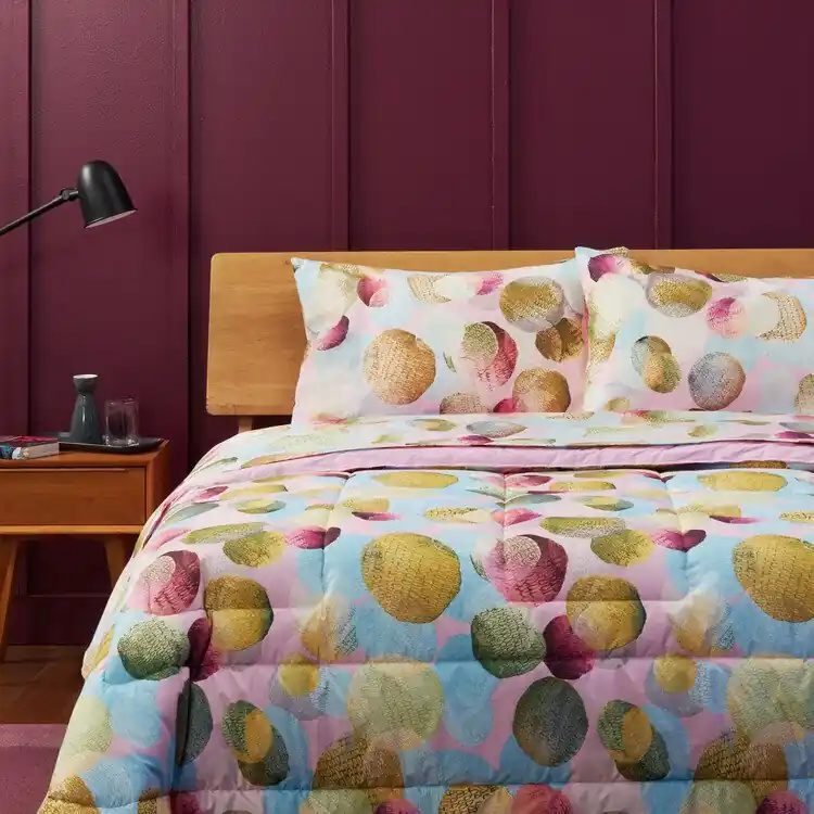 Bassetti completo lenzuola Stray Dot rosa puro cotone