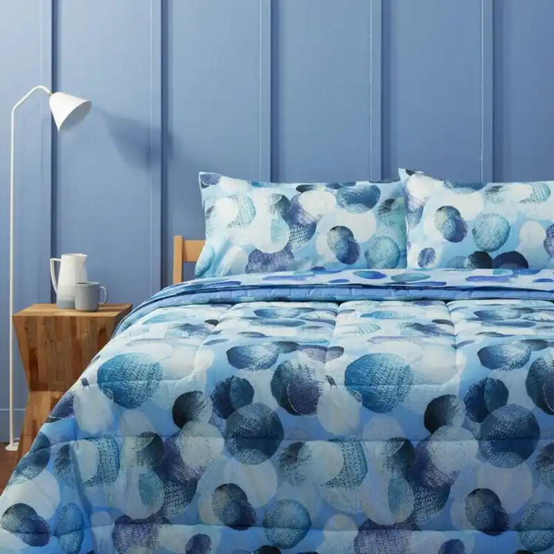 Bassetti Lenzuola COMPLETO LETTO matrimoniale STRAY DOT POIS celeste