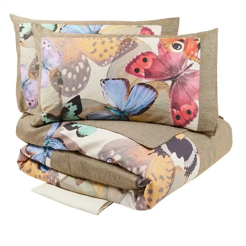 Completo copripiumino BORBONESE matrimoniale raso Butterfly