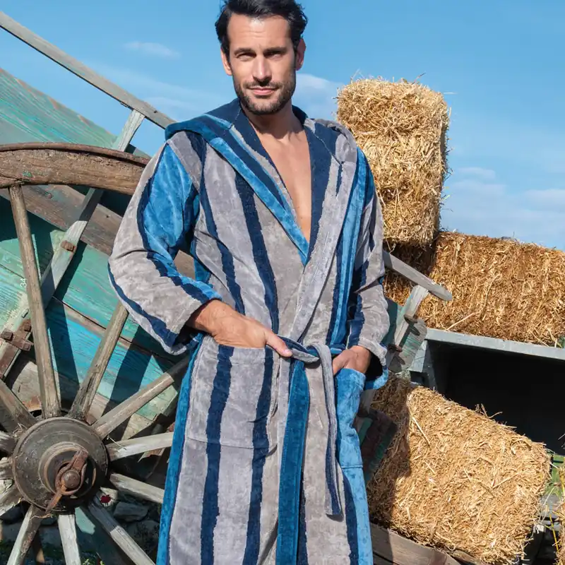 CARRARA accappatoio Unisex con cappuccio Amorgos BLU