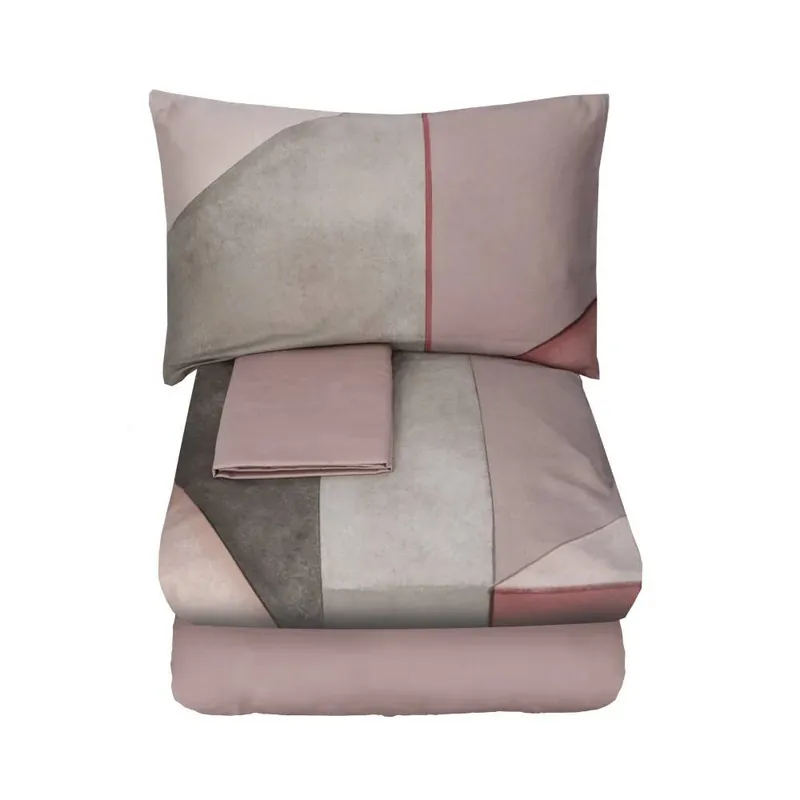 Completo copripiumino matrimoniale SOMMA raso CRONO rosa