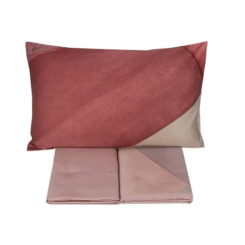 Lenzuola matrimoniale SOMMA in raso CRONO geometrico rosa