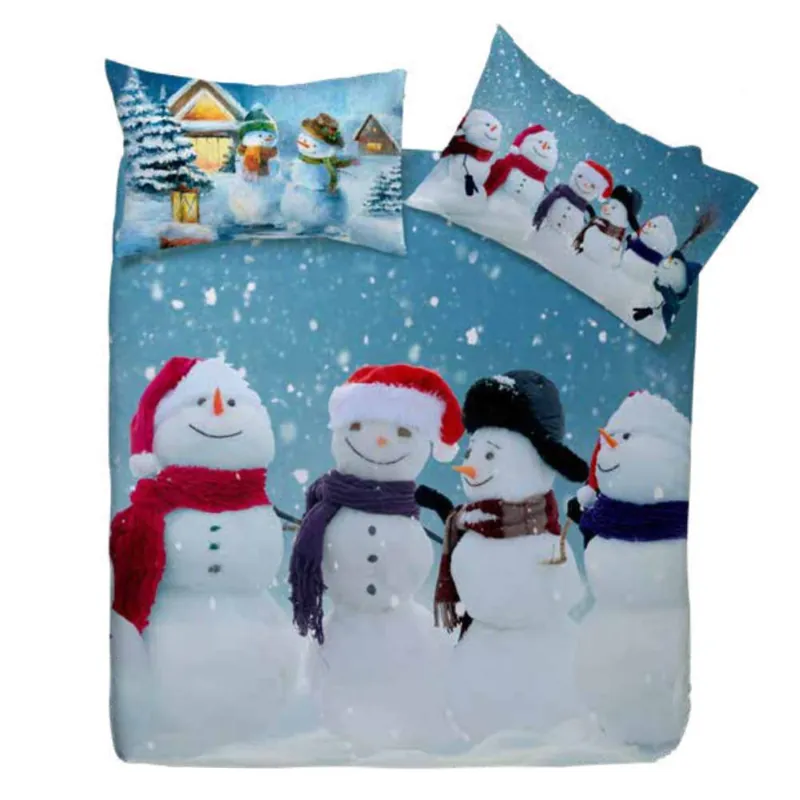 Copripiumino e federe PUPAZZI di NEVE Happidea in cotone