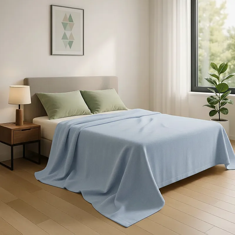 Coperta invernale Lana e Mohair 400 Co.BI Celeste Matrimoniale 250x220