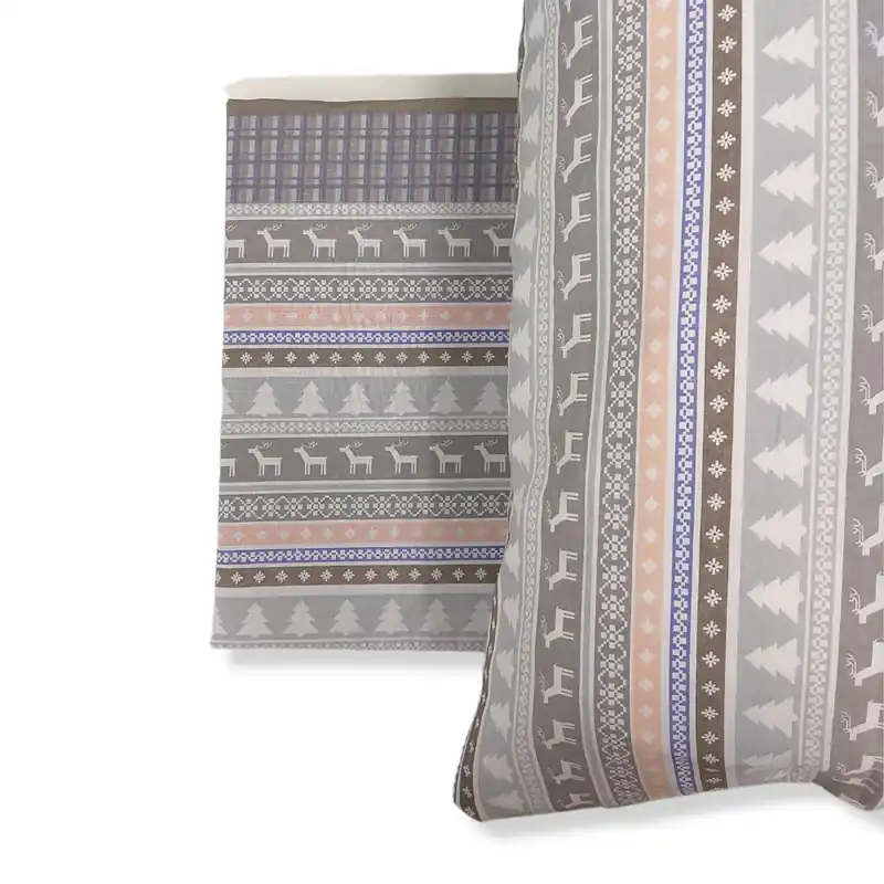 Copripiumino e federe cotone matrimoniale CLAUS renne beige