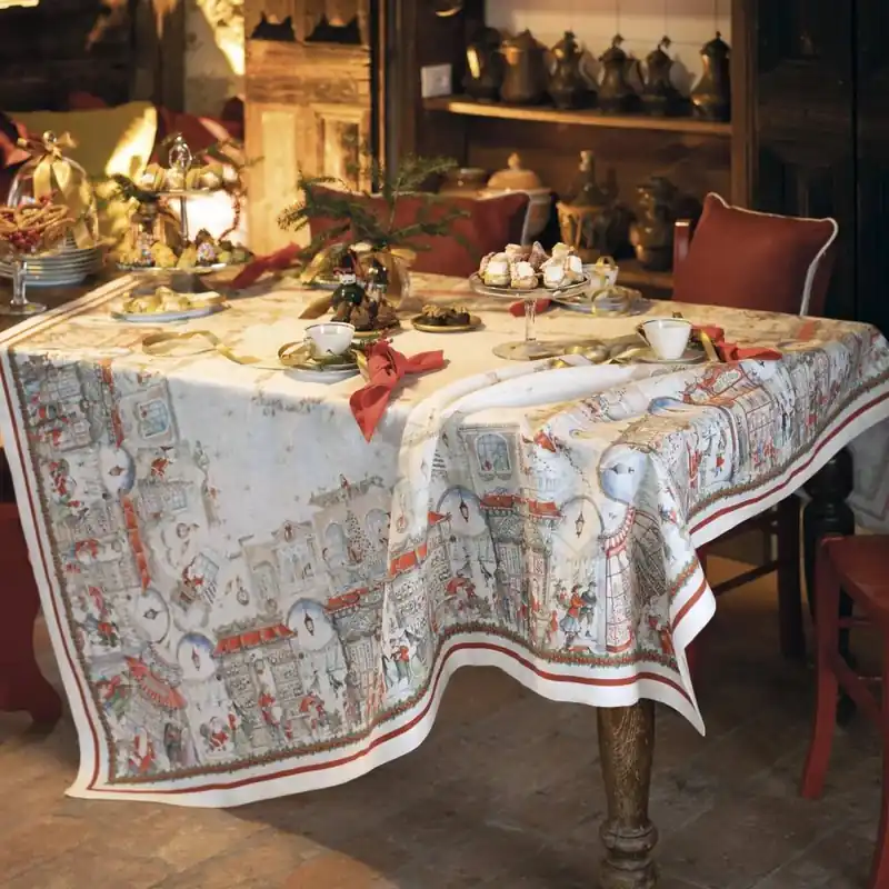 Tovaglia Natalizia puro lino TESSITURA TOSCANA Christmas Shopping