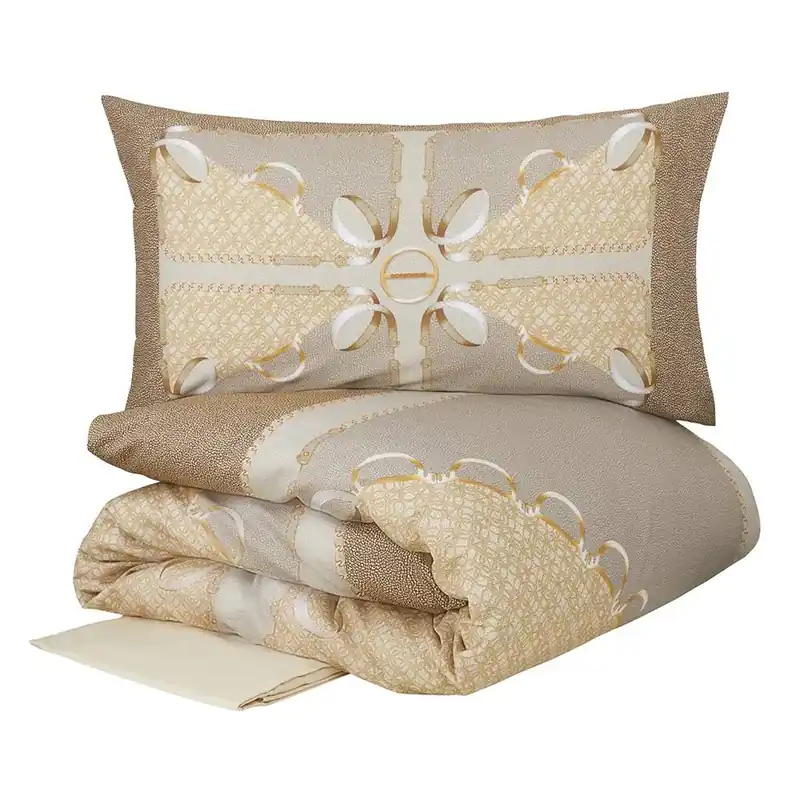 Copripiumino BORBONESE matrimoniale raso Foulard marrone