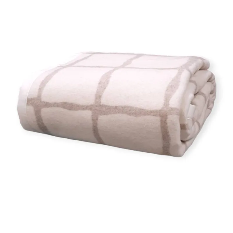 Coperta lana merinos SOMMA DORAN beige 230x250 matrimoniale