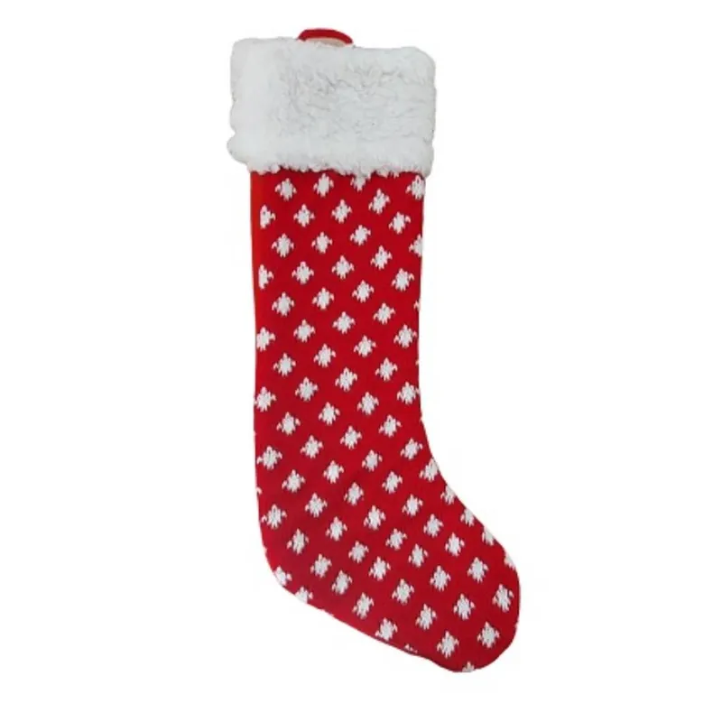 Calza in maglia decorativa NATALE 40x20 cm rossa idea regalo