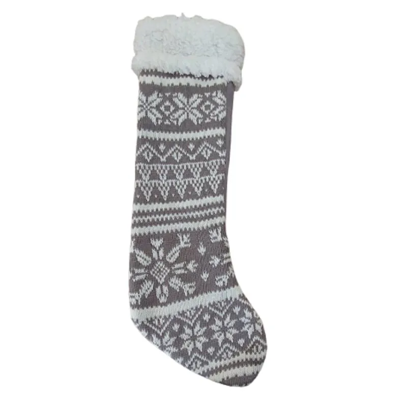 Calza in maglia decorativa NATALE 40x20 cm grigio