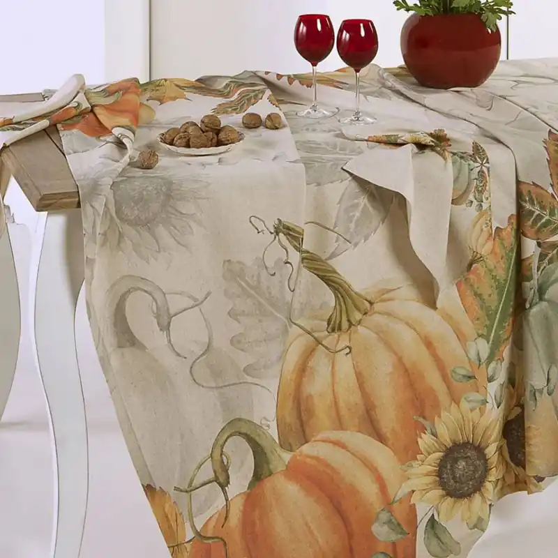Tovaglia in lino e cotone con tovaglioli RANDI Zucca