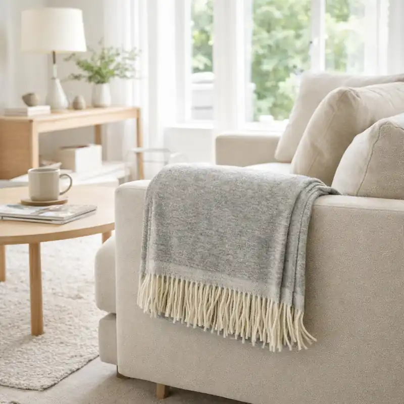 Plaid misto cashmere MARZOTTO-LANEROSSI Colosseo Light Grey 130x170