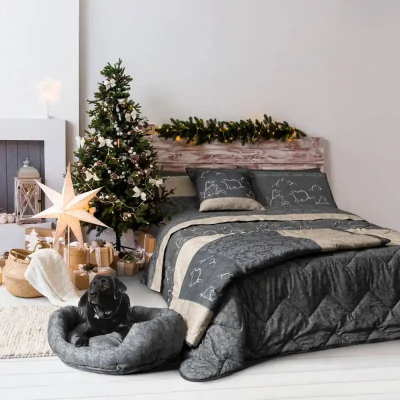 Lenzuola in cotone completo HAPPIDEA Marmotte grigio