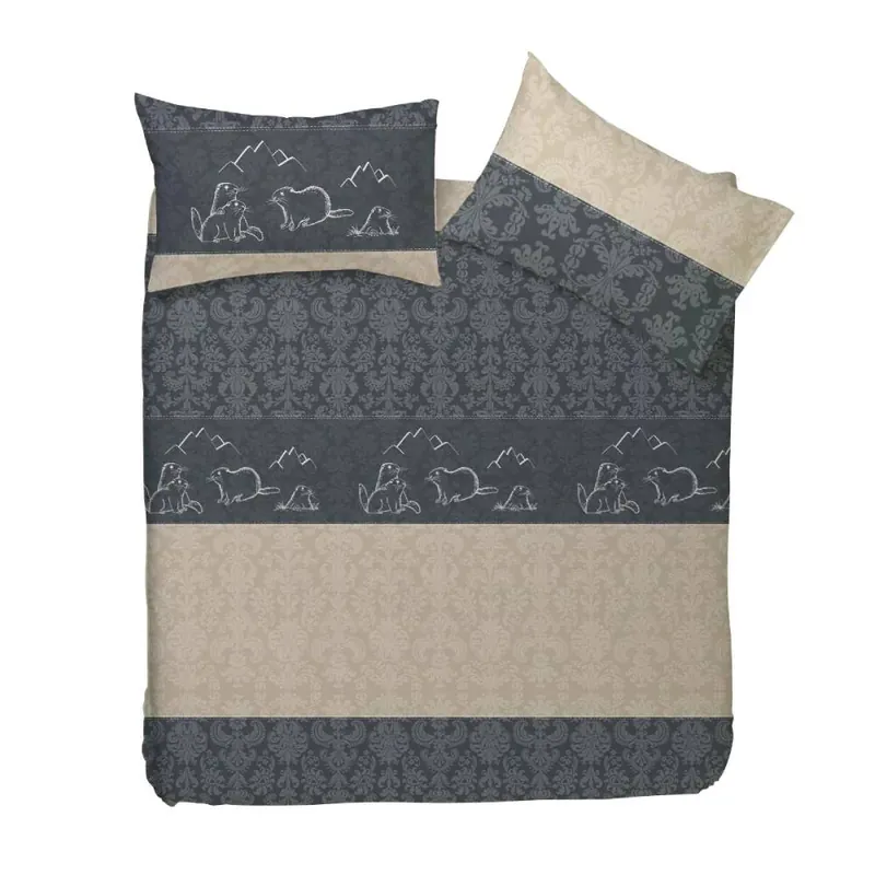 Copripiumino in cotone con federe HAPPIDEA Marmotte grigio