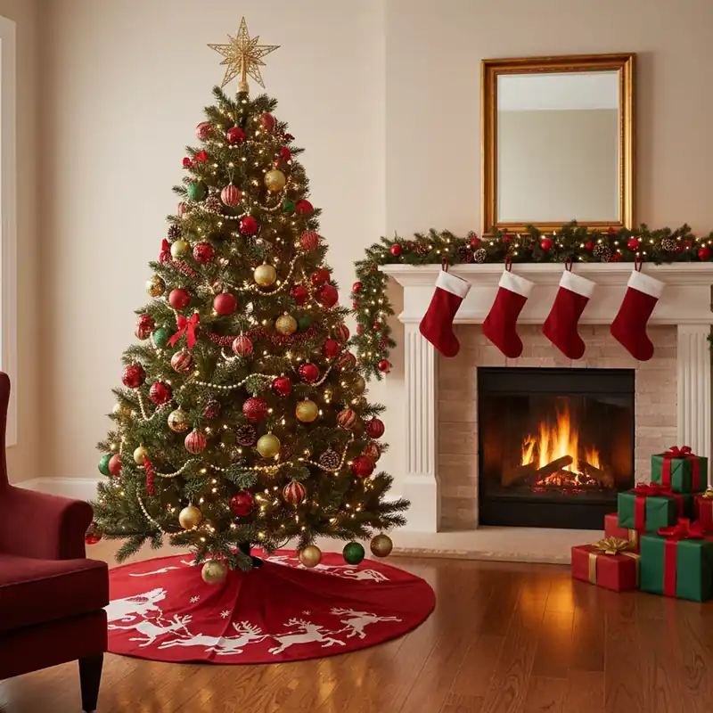 Copri base Albero di Natale slitta rossa Decorazione natalizia