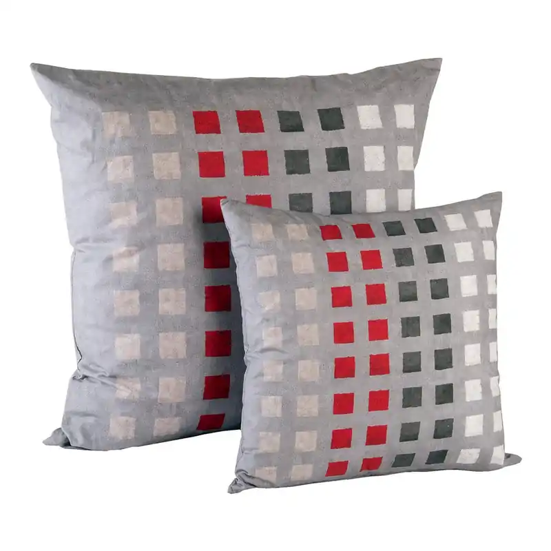 Federa da Cuscino con interno 40x40 puro cotone Museum quadretti Grigio