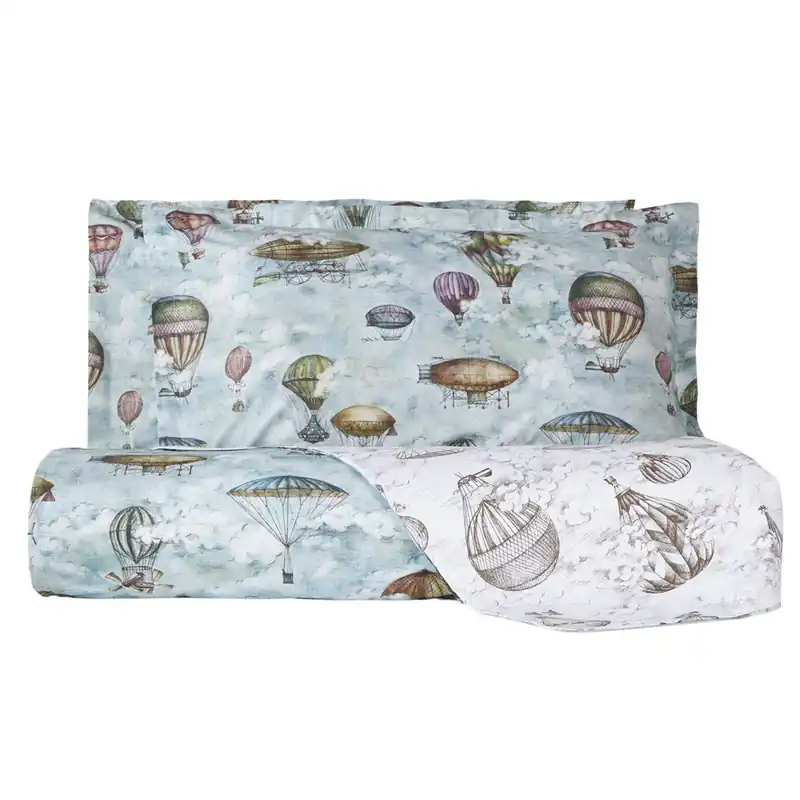 Parure copripiumino con federe MIRABELLO Zeppelin azzurro