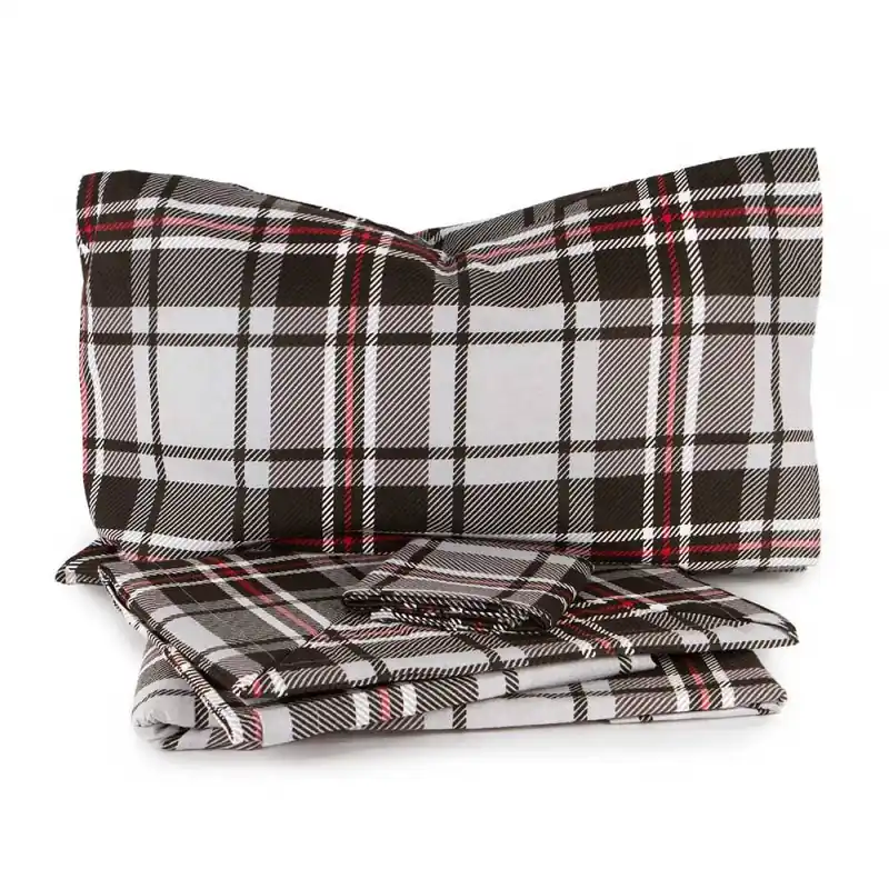 Lenzuola in cotone completo scozzese tartan GLENDA grigio