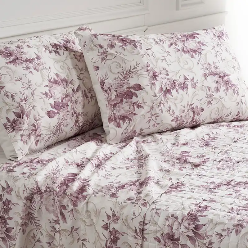 Lenzuola in cotone completo matrimoniale KELLY floreale rosa